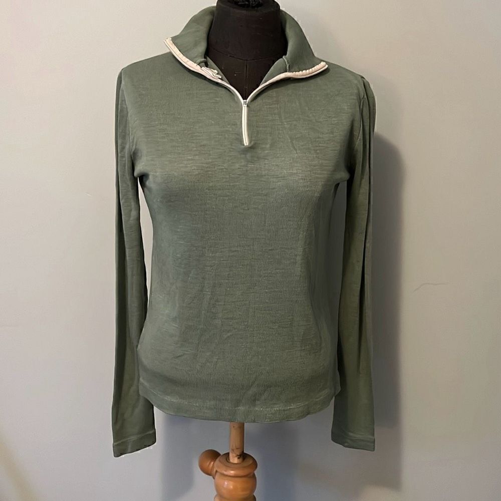 Fritzi Women's Green 1/4 Zip Long Sleeve Pullover Sweater Size Medium